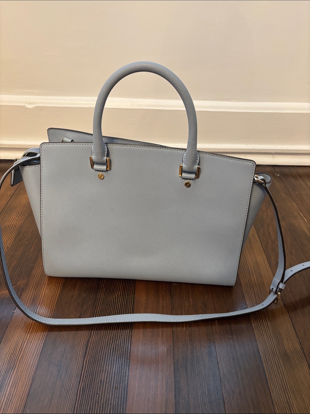 Michael Kors Pale Blue Saffiano Satchel with Gold Hardware - Picture 2 of 3
